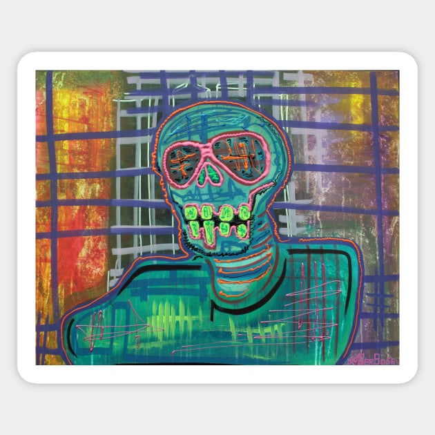 Psychedelic Skull Sticker by barbosaart